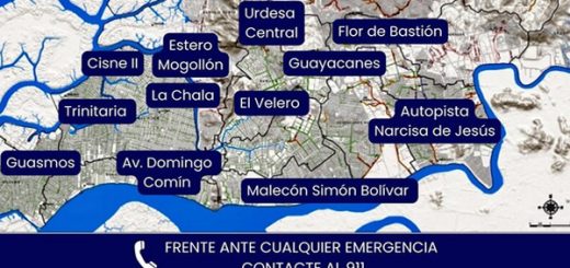 Sectores anegados por el aguaje en Guayaquil.